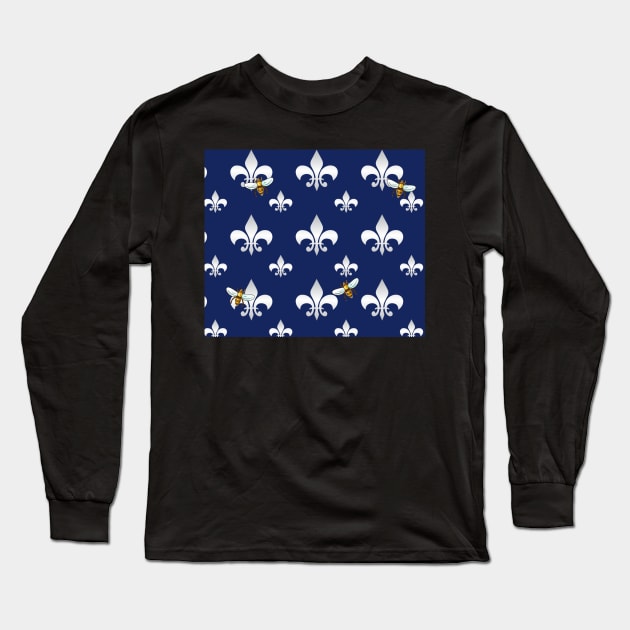 Bees and Fleur De Lis Long Sleeve T-Shirt by gillys